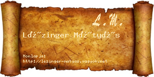 Lézinger Mátyás névjegykártya